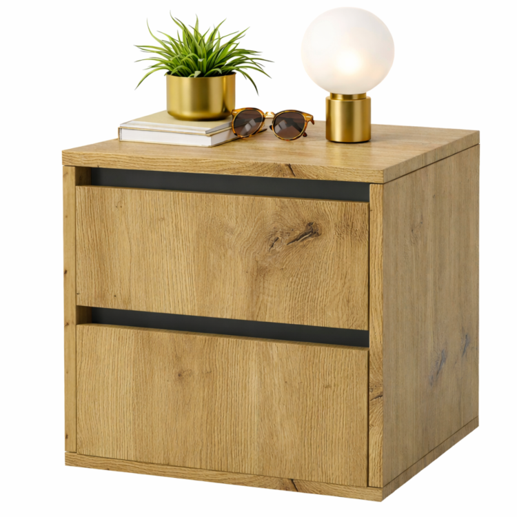 szafka nocna sypialnia dwie szuflady dab stojaca.png