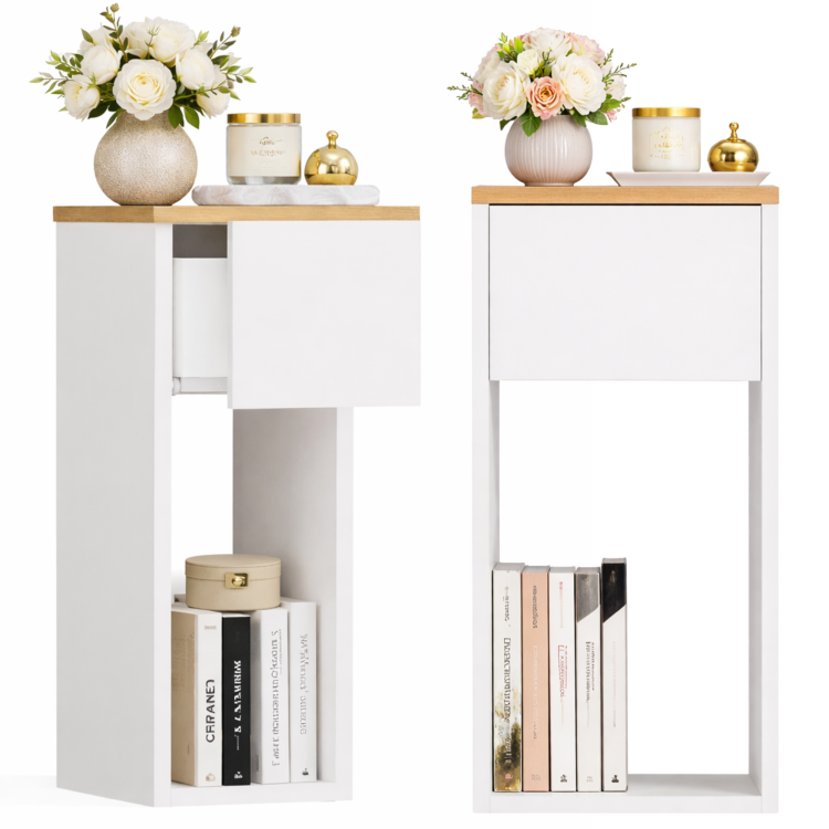 szafka nocna biała i dąb szuflada i półka sypialnia.png