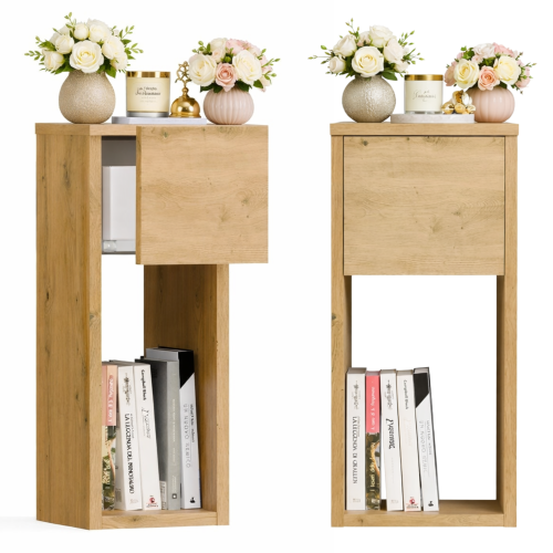 szafka nocna Dąb artisan minimalistyczna wąska do sypialni .png