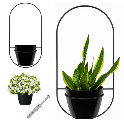 kwietnik metalowy na ścianę czarny owal.png