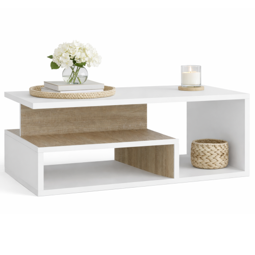 ŁAWA STÓŁ BIAŁY I DĄB SONOMA NOWOCZESNY STYL DO SALONU