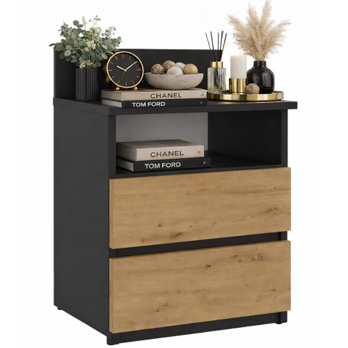 szafka nocna atracyt plus dab dwie szuflady nowoczesna aranzacja sypialni .png