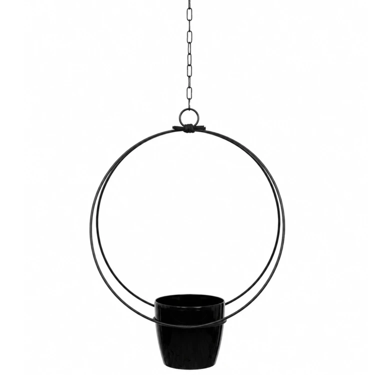 Nowoczesny kwietnik w stylu loft czarny wiszący metalowy