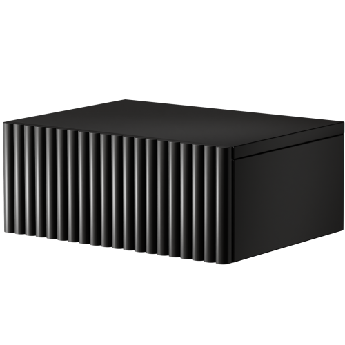 Szafka nocna wisząca CZARNA z ryflowanym frontem i pojemną szufladą. Nowoczesny stolik nocny do sypialni wykonany z wysokiej jakości materiałów. Elegancki design idealny do wnętrz glamour, japandi i modern classic.