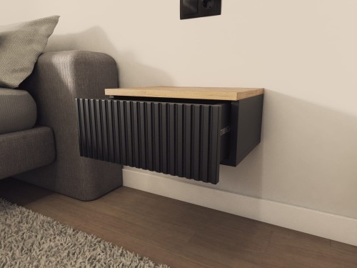 szafka-nocna-na-sciane-podwieszana-scienna-czarna-dab-craft-ryflowane-fronty