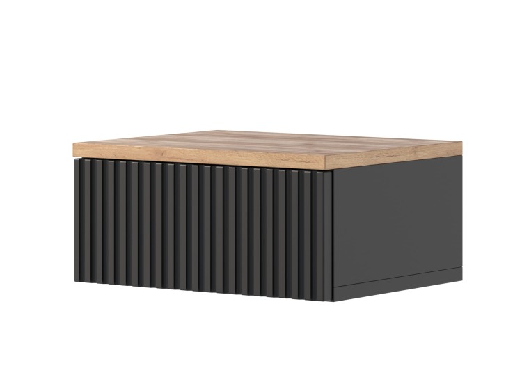 Funkcjonalna szafka nocna MDF czarna dąb craft