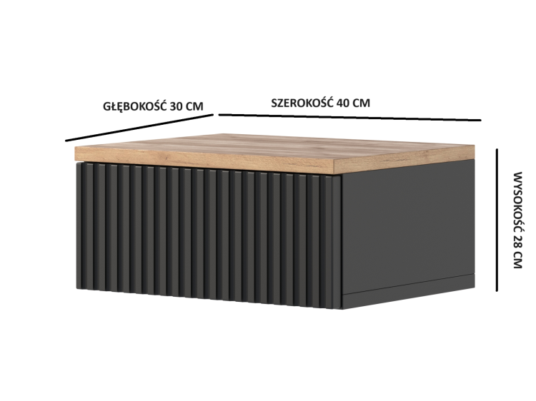 szafka-nocna-na-sciane-podwieszana-scienna-czarna-dab-craft-ryflowane-fronty